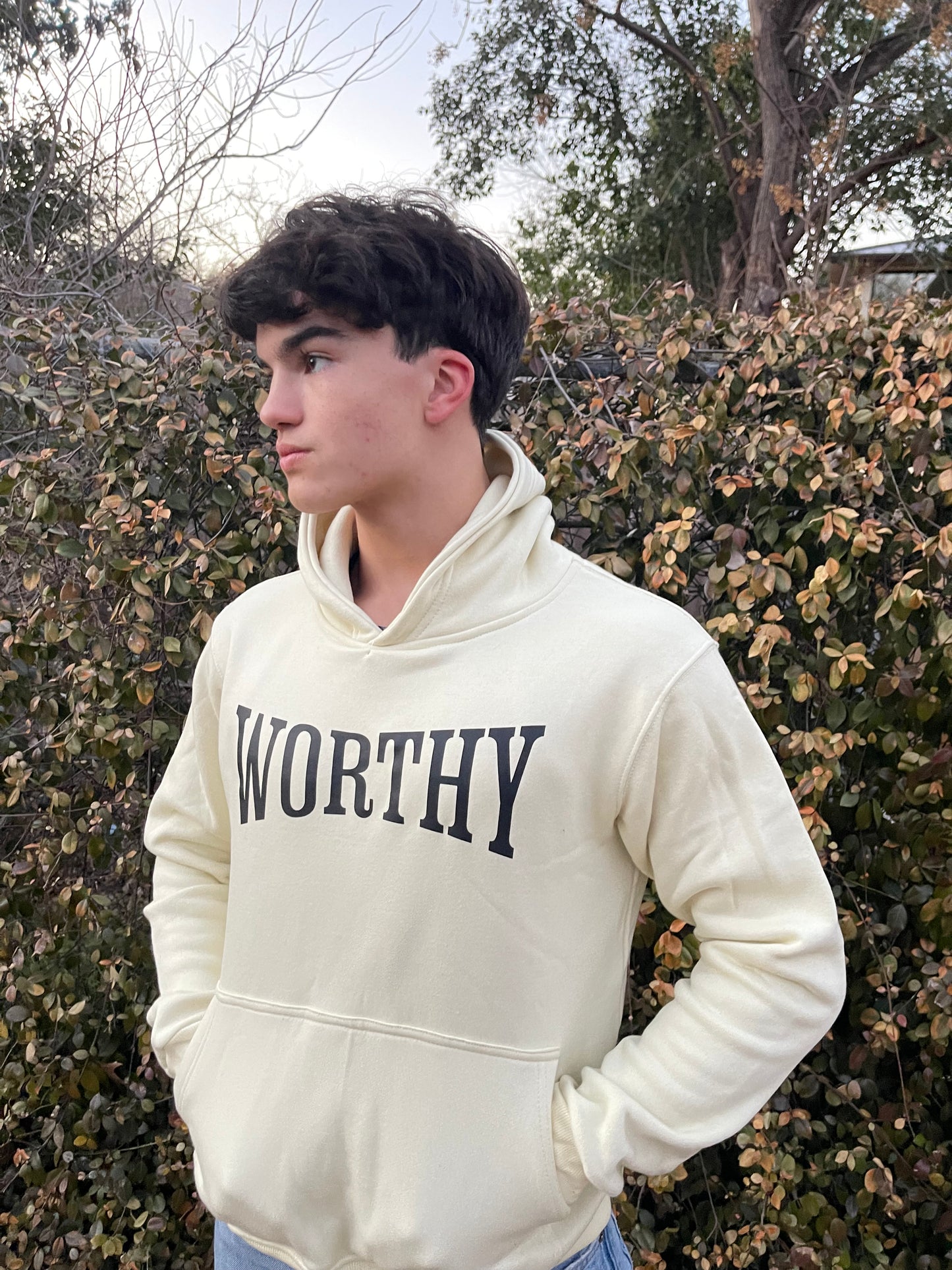 Cream Color Worthy Hoodie