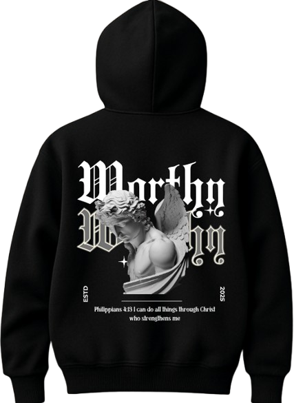 Black Worthy Hoodie Philippians 4:13