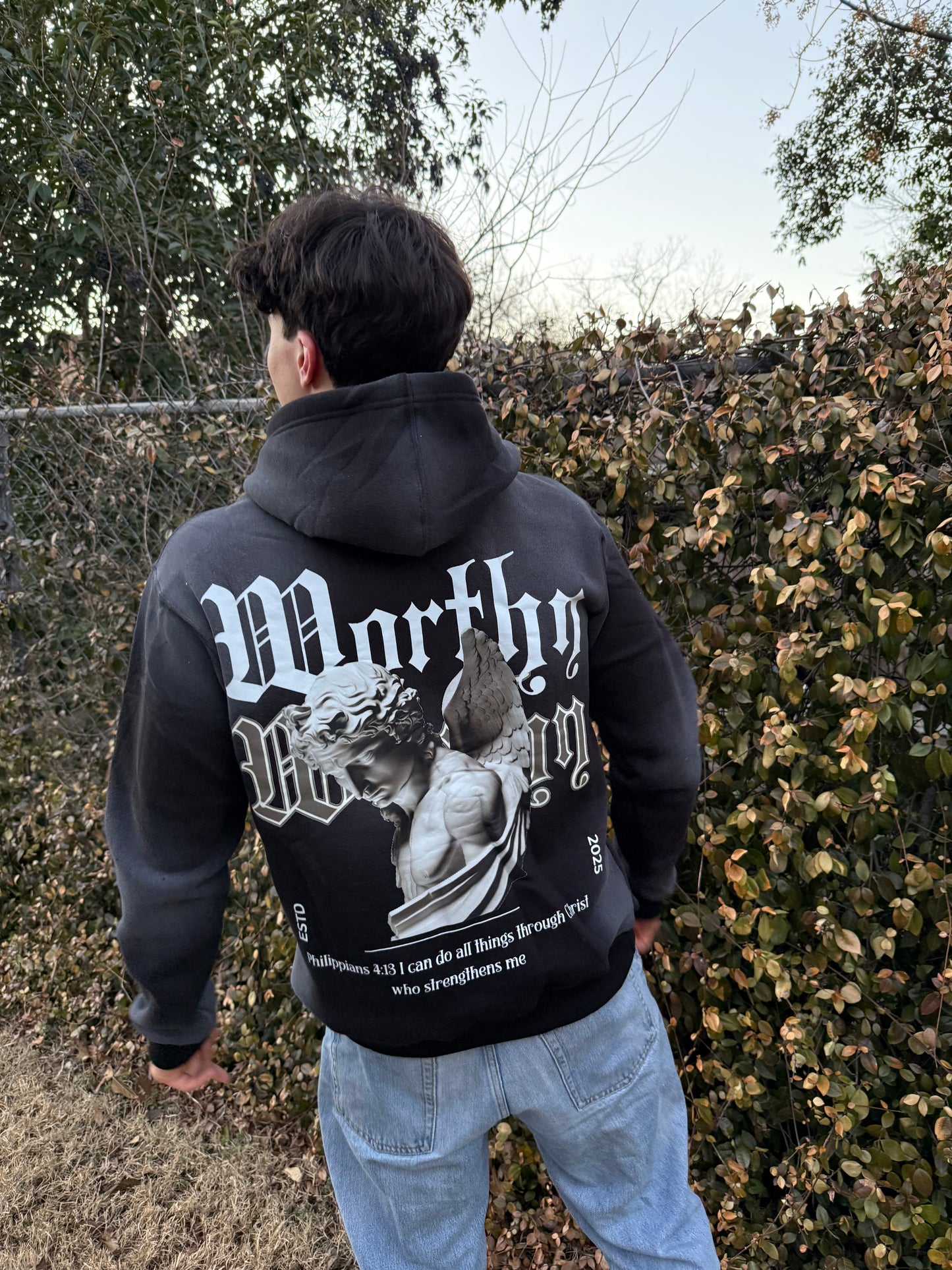 Black Worthy Hoodie Philippians 4:13
